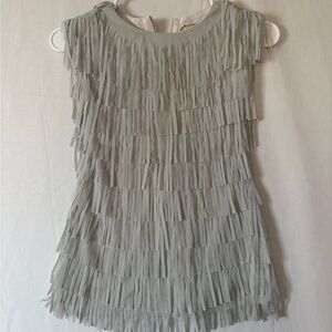 Joyfolie Light Gray Fringe Blouse
